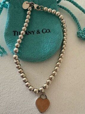 Tiffany & Co. Peach Enamel Heart Bracelet